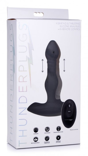 Vibrating and Thrusting Remote Control Silicone Anal Plug (packaged)