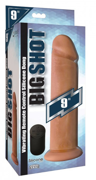 Big Shot Vibrating Remote Control Silicone Dildo - 9 Inch (packaged)