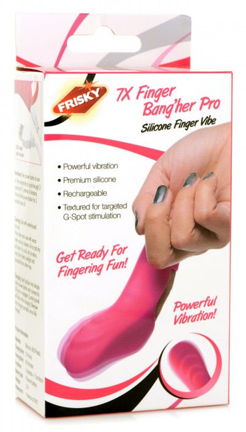 7X Finger Bang Her Pro Silicone Vibrator - Pink (packaged)