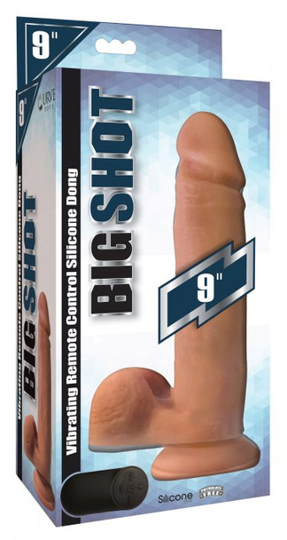Big Shot Vibrating Remote Control Silicone Dildo with Balls - 9 Inch (packaged)