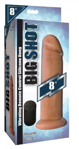 Big Shot Vibrating Remote Control Silicone Dildo - 8 Inch (packaged)