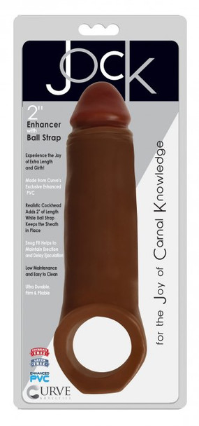 2 Inch Penis Enhancer with Ball Strap - Brown (packaged)