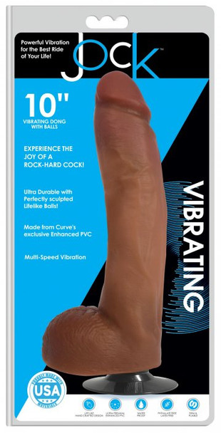 Jock Medium Vibrating Dildo with Balls - 10 Inch (packaged)