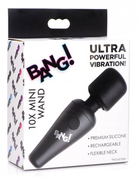 10X Ultra Powerful Silicone Mini Wand - Black (packaged)
