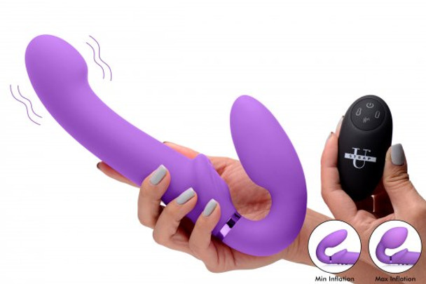 10X Remote Control Ergo-Fit G-Pulse Inflatable and Vibrating Strapless Strap-on - Purple