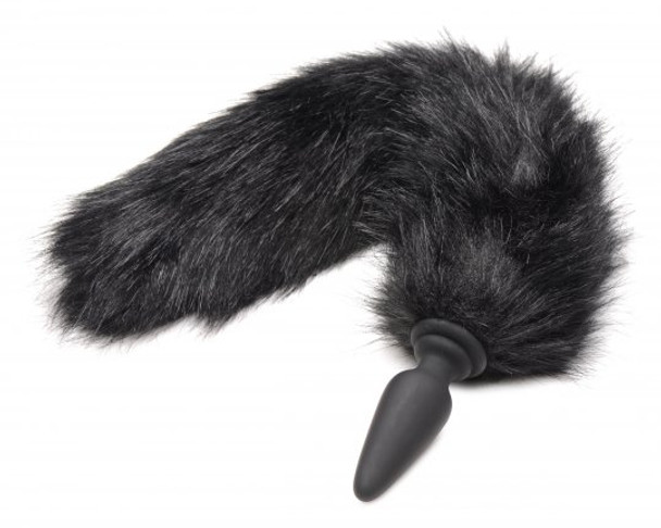 Small Anal Plug with Interchangeable Fox Tail - Black