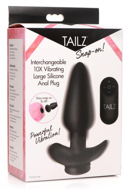 Interchangeable 10X Vibrating Large Silicone Anal Plug with Remote (packaged)