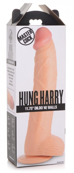 Hung Harry 11.75 Inch Dildo with Balls - Light (packaged)