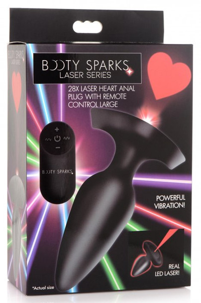 28X Laser Heart Silicone Anal Plug with Remote Large (packaged)