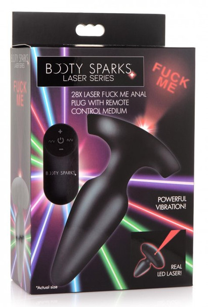 28X Laser Fuck Me Silicone Anal Plug with Remote Control - Medium (packaged)