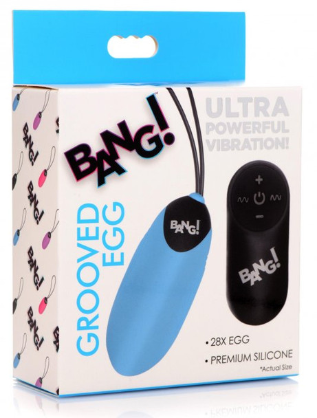 28X Grooved Silicone Vibrating Egg with Remote Control (packaged)