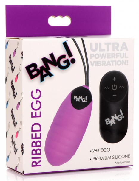 28X Ribbed Silicone Vibrating Egg with Remote Control (packaged)