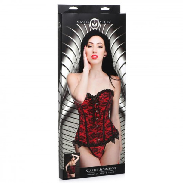 Scarlet Seduction Lace-up Corset and Thong - Medium (packaged)