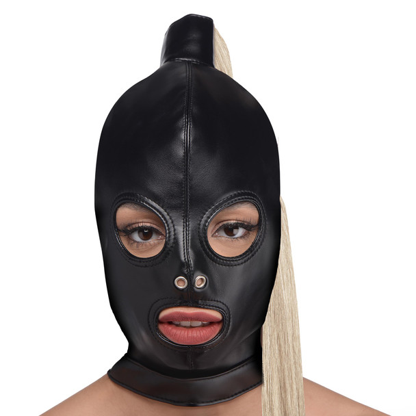 Blonde Ponytail Bondage Hood (AG963)