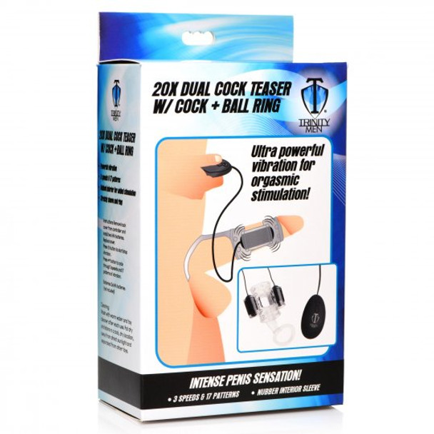 20X Dual Cock Teaser with Cock and Ball Ring (packaged)