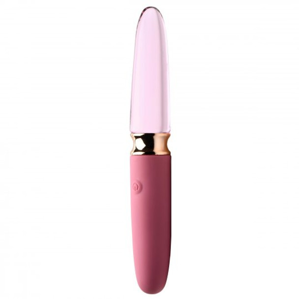 10X Rose Dual Ended Smooth Silicone and Glass Vibrator