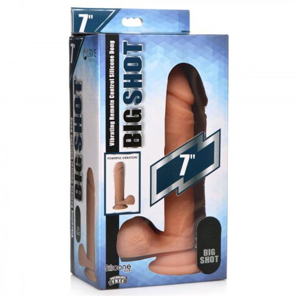 Big Shot Vibrating Remote Control Silicone Dildo with Balls - 7 Inch (packaged)