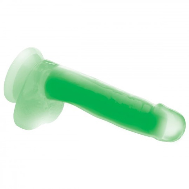 7 Inch Glow-in-the-Dark Silicone Dildo with Balls - Green