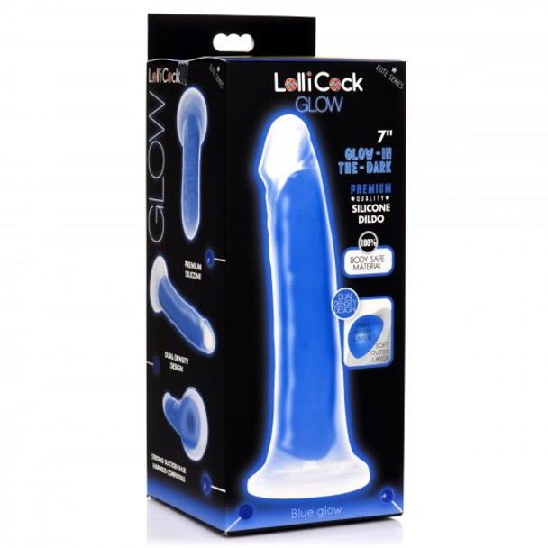 7 Inch Glow-in-the-Dark Silicone Dildo - Blue (packaged)