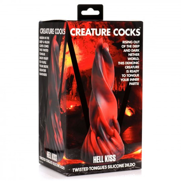 Hell Kiss Twisted Tongues Silicone Dildo (packaged)