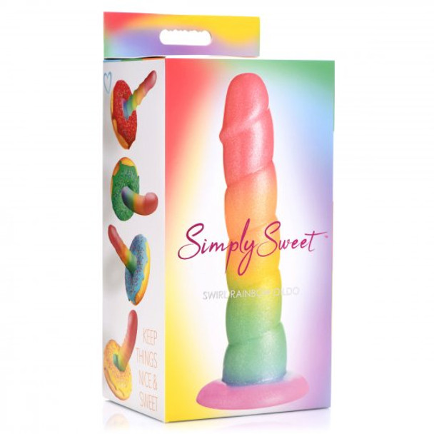 Swirl Rainbow Silicone Dildo (packaged)