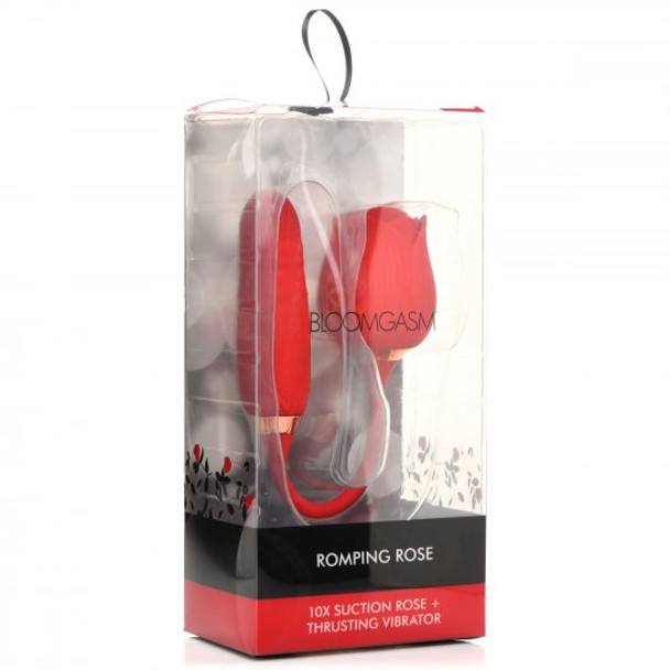 10X Romping Rose Suction and Thrusting Vibrator (packaged)