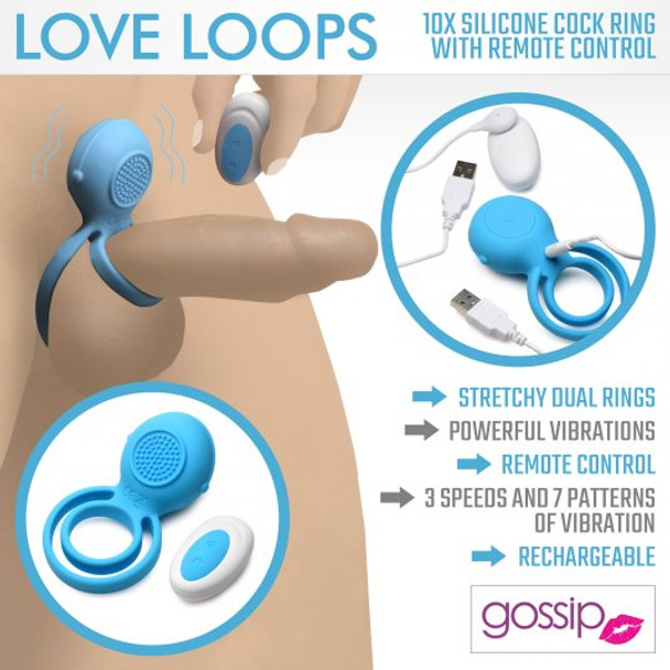 Love Loops 10X Silicone Cock Ring with Remote