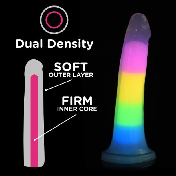 7 Inch Glow-in-the-Dark Rainbow Silicone Dildo