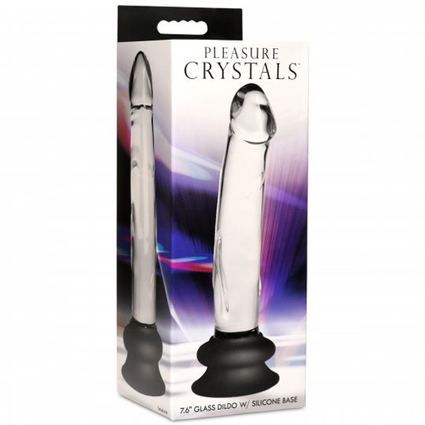 Glass Dildo with Silicone Base - 7.6 Inch (packaged)