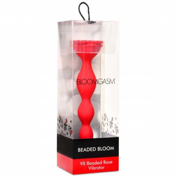 9X Beaded Bloom Silicone Rose Vibrator (packaged)