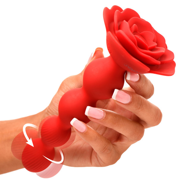 10X Rose Twirl Vibrating and Rotating Silicone Anal Beads (AH341)