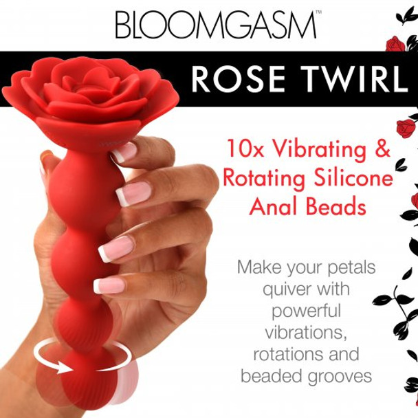 10X Rose Twirl Vibrating and Rotating Silicone Anal Beads