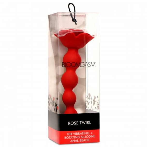 10X Rose Twirl Vibrating and Rotating Silicone Anal Beads (packaged)