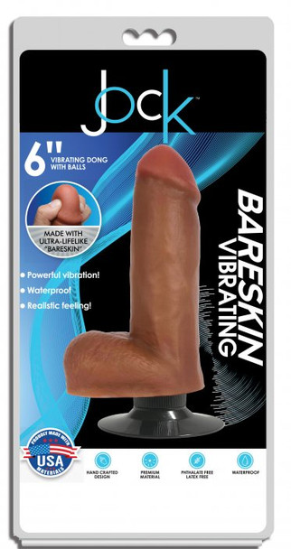 Jock Dark Bareskin Vibrating Dildo with Balls (packaged)