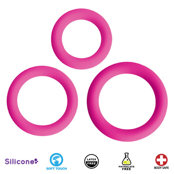 Love Ring Trio Silicone Cock Rings - Pink (CN-04-0709-50)