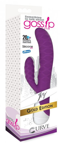 Ivy 20x Wavy Silicone Rabbit Vibe- Purple (packaged)