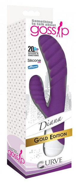 Diana 20x Rippled Silicone Rabbit Vibe - Purple (packaged)