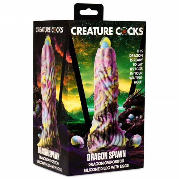 Dragon Spawn Ovipositor Silicone Dildo with Eggs (packaged)