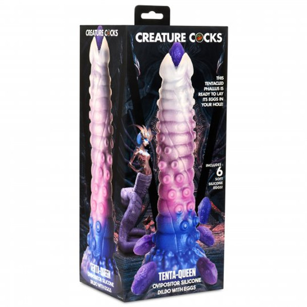 Tenta-Queen Ovipositor Silicone Dildo with Eggs (packaged)
