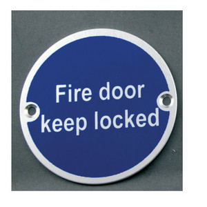 Sign Round F/Door Keeplocked Saa 75mm