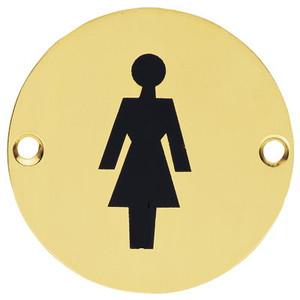 Sign Round Female Brass 75mm Pre Packed