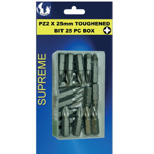Supreme Pz2 X 25mm Tghd Bit X 25 Pre Packed Supreme Pz2 X 25mm Tghd Bit X 25 Pre Packed