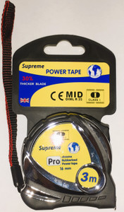 Supreme H/Duty Tape Measure Chrome Plated 3M X 16mm Supreme H/Duty Tape Measure Chrome Plated 3M X 16mm