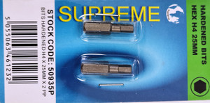 Supreme Hex H4 X 25mm Hardened Bit X 2 Pre Packed