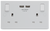 Bg 13A Double Switched 2 Socket + 2 Usb Socket White