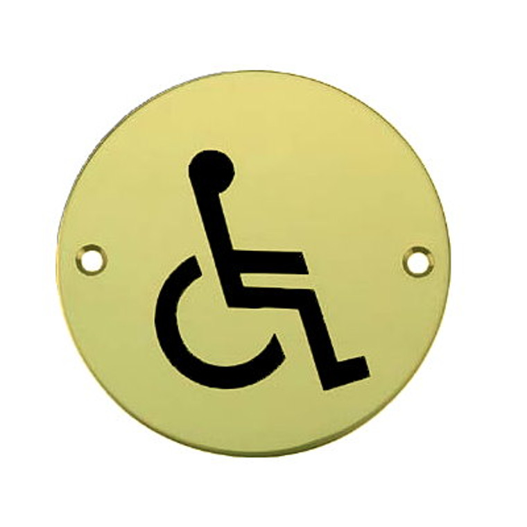 Sign Round Disabled Brass 75mm
