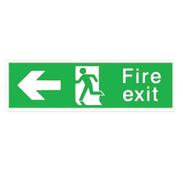 Fire Exit Arrow Left: S/Adh Pvc 400 X 125mm