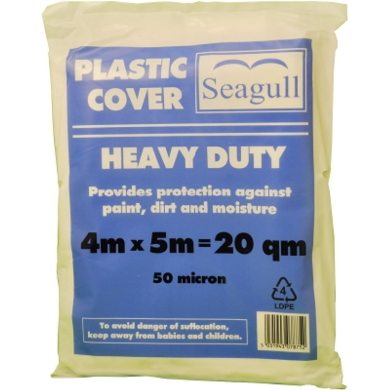 Heavy Duty 4 X 5M (50 Micron) Plastic Dust Sheet