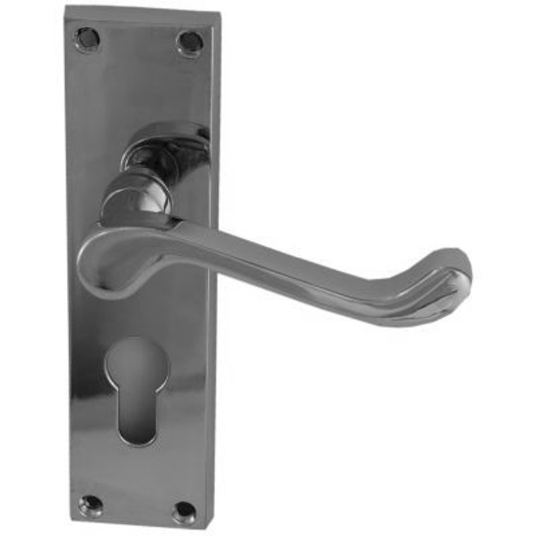 Euro Lock Handle Scroll Satin Pre Packed