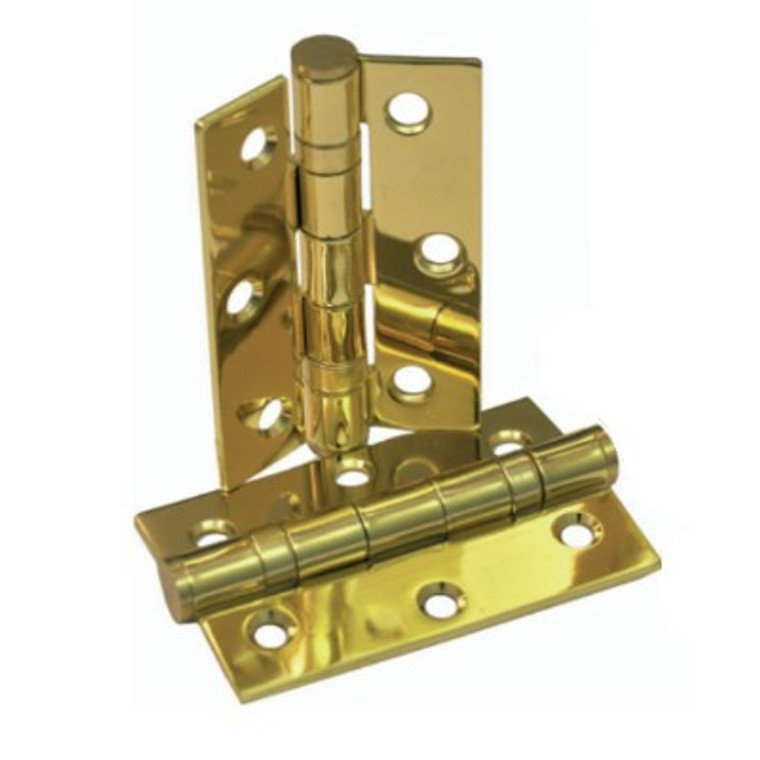 75 X 50mm Brass Plated Ball/B Hinges Pre Packed